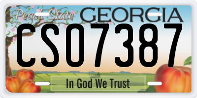 GA license plate CSO7387