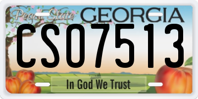 GA license plate CSO7513
