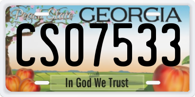 GA license plate CSO7533