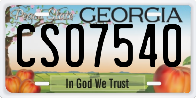 GA license plate CSO7540
