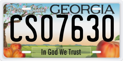GA license plate CSO7630