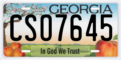 GA license plate CSO7645