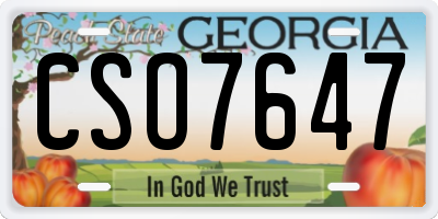 GA license plate CSO7647