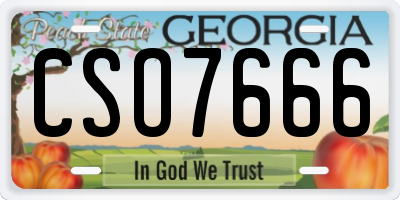 GA license plate CSO7666