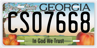 GA license plate CSO7668