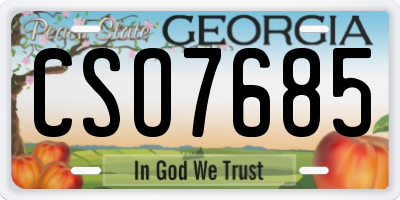 GA license plate CSO7685