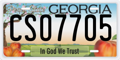 GA license plate CSO7705
