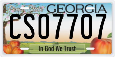 GA license plate CSO7707