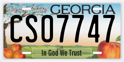 GA license plate CSO7747