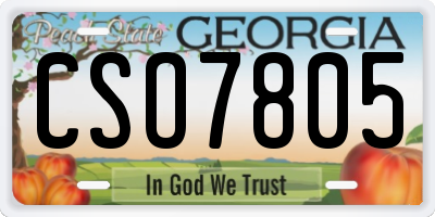 GA license plate CSO7805