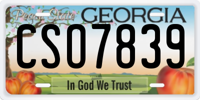 GA license plate CSO7839