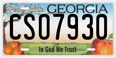 GA license plate CSO7930