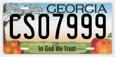 GA license plate CSO7999