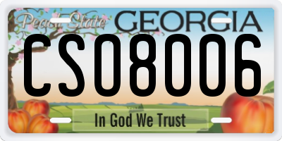 GA license plate CSO8006