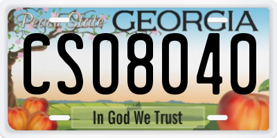 GA license plate CSO8040
