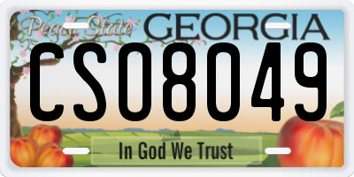 GA license plate CSO8049