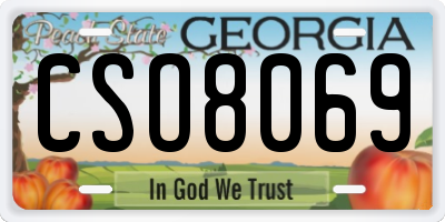 GA license plate CSO8069