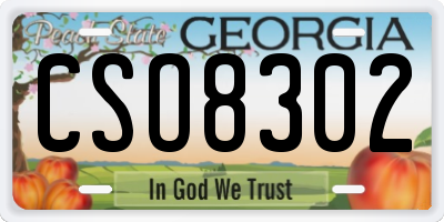 GA license plate CSO8302