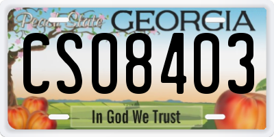 GA license plate CSO8403