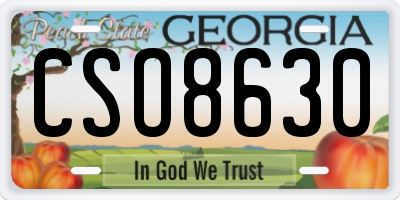 GA license plate CSO8630