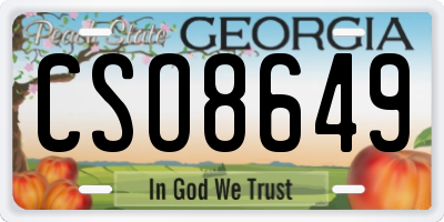 GA license plate CSO8649