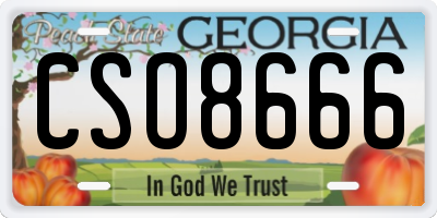 GA license plate CSO8666
