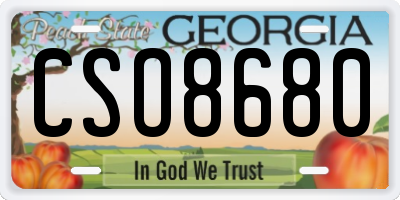 GA license plate CSO8680