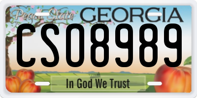 GA license plate CSO8989