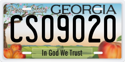 GA license plate CSO9020