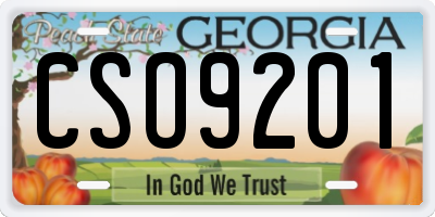 GA license plate CSO9201
