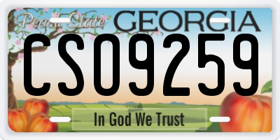 GA license plate CSO9259
