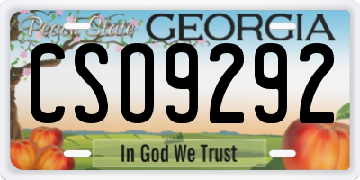 GA license plate CSO9292