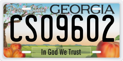GA license plate CSO9602