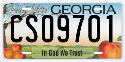 GA license plate CSO9701