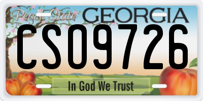 GA license plate CSO9726
