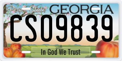 GA license plate CSO9839