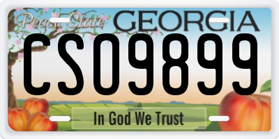 GA license plate CSO9899