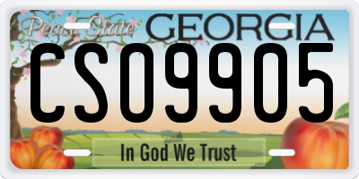 GA license plate CSO9905
