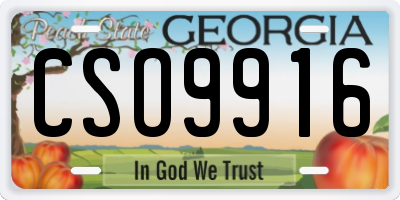 GA license plate CSO9916