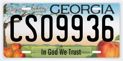 GA license plate CSO9936