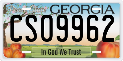 GA license plate CSO9962