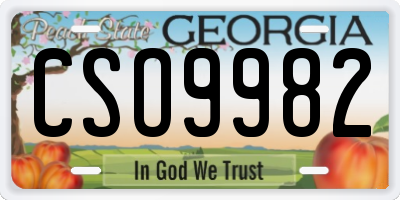 GA license plate CSO9982