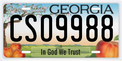 GA license plate CSO9988
