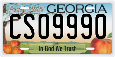 GA license plate CSO9990