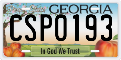 GA license plate CSP0193