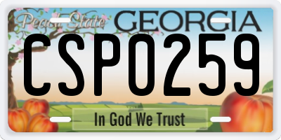 GA license plate CSP0259