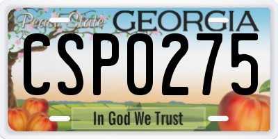 GA license plate CSP0275