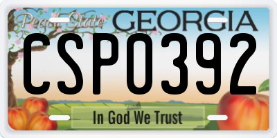 GA license plate CSP0392