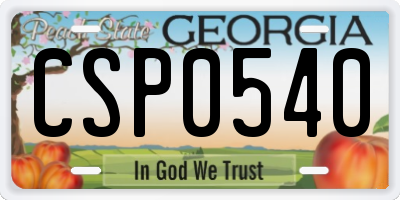 GA license plate CSP0540