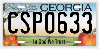 GA license plate CSP0633